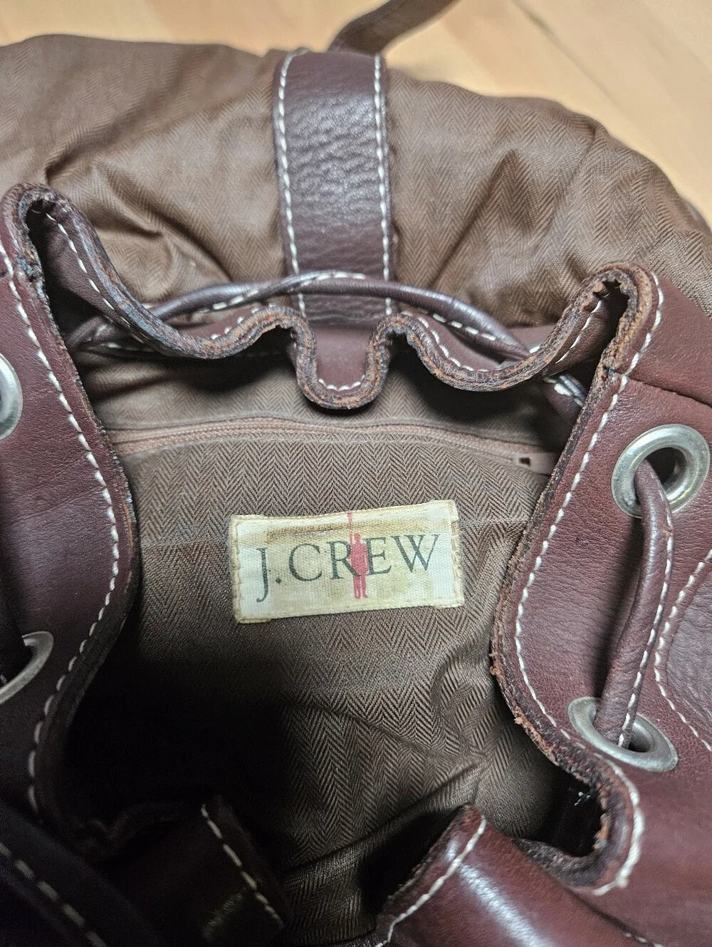 Vintage J Crew Brown Leather Backpack Rucksack